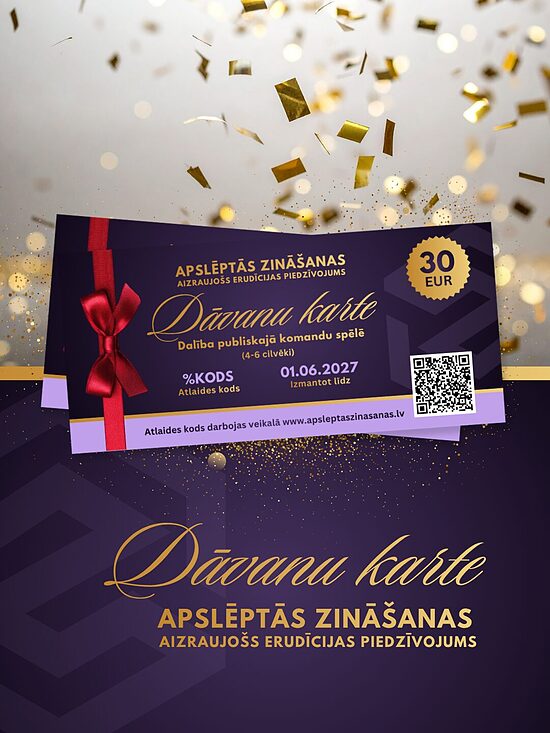 Komandas dalība PUBLISKAJĀ spēlē (Dāvanu karte)